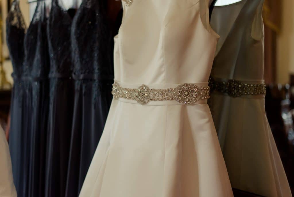 Bride and bridesmaids dressing hanging in Kinnitty Castle