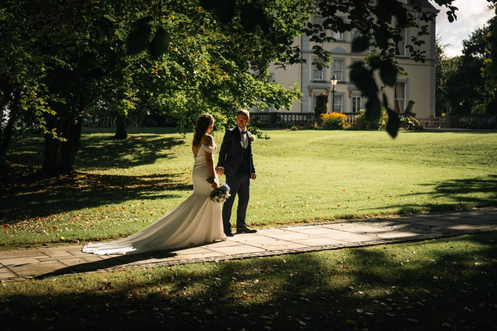 Balyna House wedding couple out for a stroll